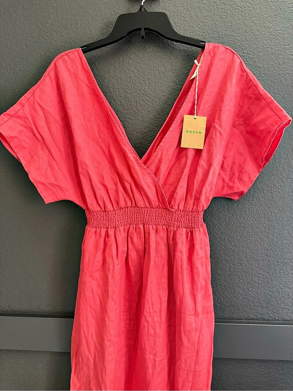 BODEN • NWT linen kaftan maxi dress in pink Size 6 v-neck D0653 - Picture 4 of 10